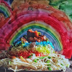Rainbow Singaporean rice A picture of Rainbow Singaporean rice.