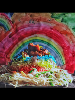 A picture of Rainbow Singaporean rice.