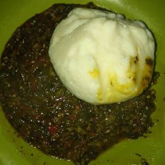 A picture of Bitter leaf and okro soup.