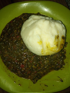 A picture of Bitter leaf and okro soup.