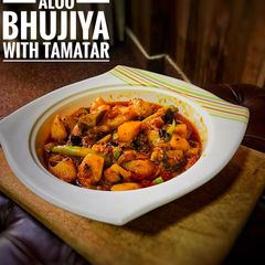 Aloo Bhujiya With Tamatar A picture of Aloo Bhujiya With Tamatar.