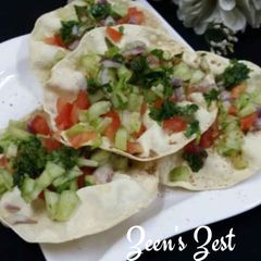A picture of Microwave Masala Papad Chaat.