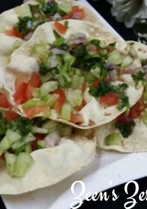 A picture of Microwave Masala Papad Chaat.