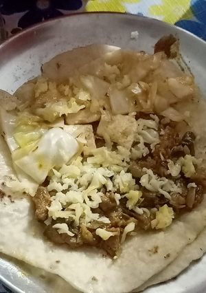 A picture of Mutton and paneer roll.