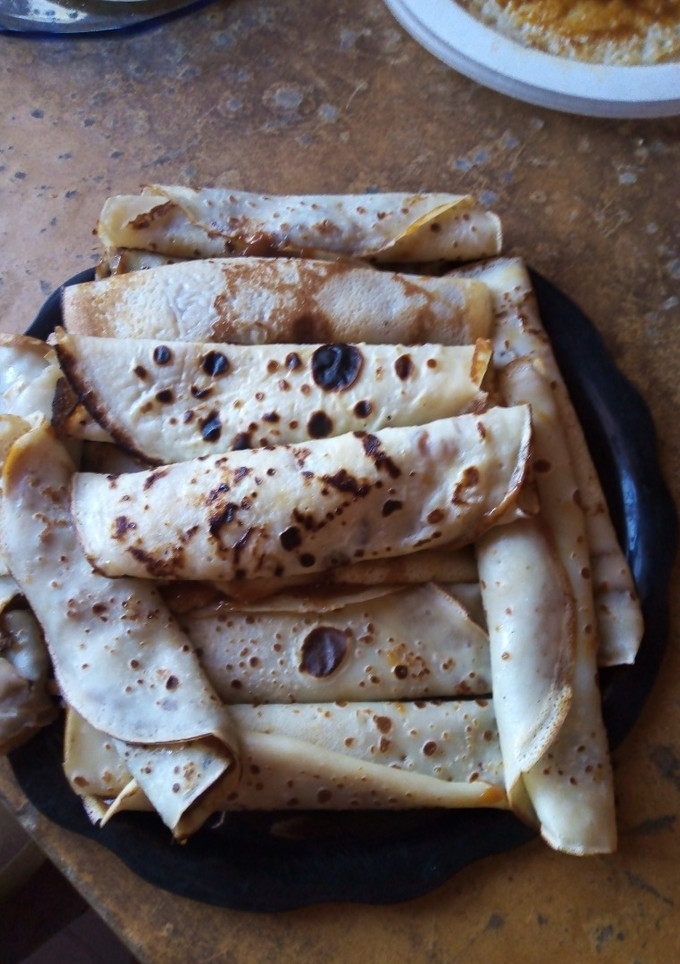 Una foto de Panqueques con dulce de leche