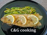 Μπακαλιάρος με σπαράγγια σκορδολέμονο C&G