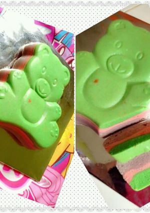Foto resep Steam rainbow cake,3sdm