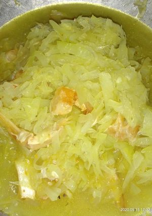 Foto resep Tumis pedas buah pepaya lemak ikan asin patin