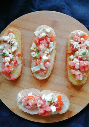 A picture of Bruschetta Caprese.