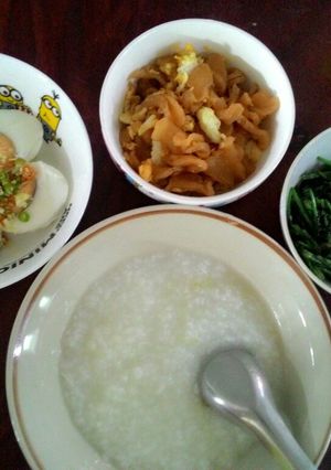 รูปของ ข้าวต้มกุ๊ย+ยำไข่เค็ม,ผักกูดผัดเต้าเจี้ยว,ไชโป๊ผัดไข่#ทำขายรวย