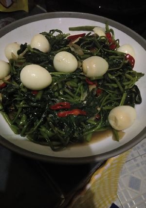 Foto resep Tumis kangkung terasi telur puyuh