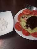 Salad Varier with cottage cheese dip