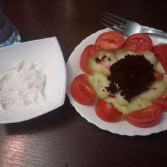 A picture of Salad Varier with cottage cheese dip.