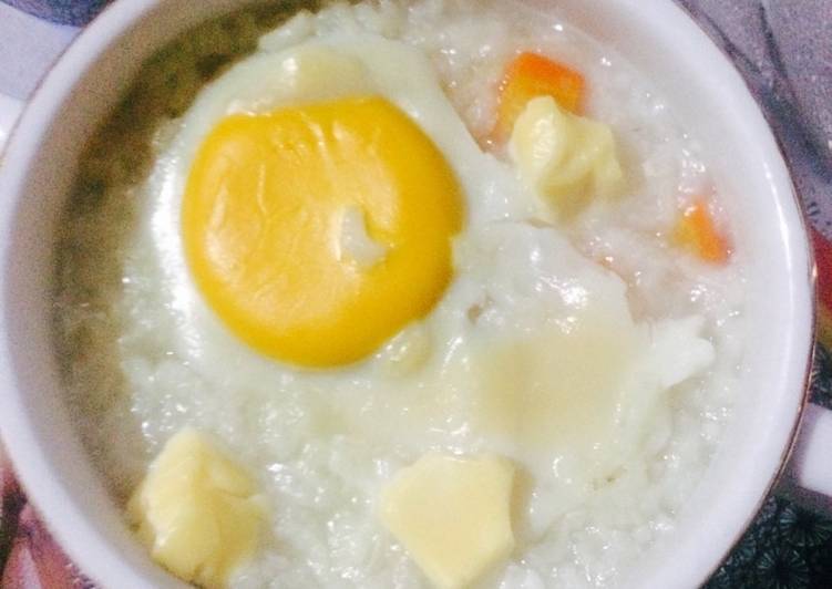 Bubur nasi telur ayam kampung+keju (Mpasi 9m)