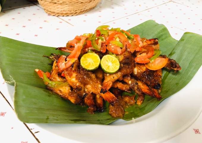 Udang bakar saus nanas madu ala jimbaran