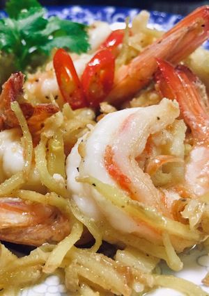 รูปของ กุ้งผัดขิง อร่อยง่ายขั้นตอนเดียว