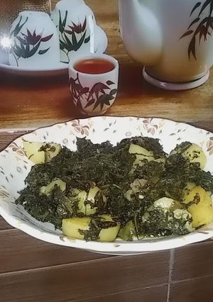 A picture of Aloo palak ki bhujya.