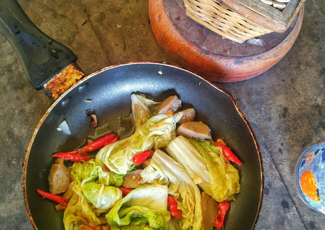 Tumis sawi putih pedas