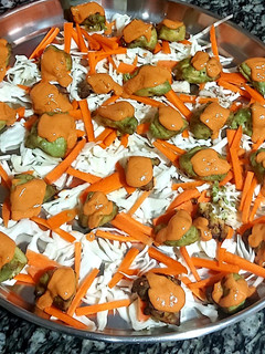 A picture of Grilled tikkas with tandoori sauce.