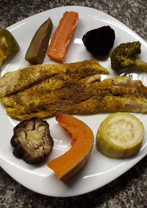 Una foto de Corvina rubia al horno en bolsa