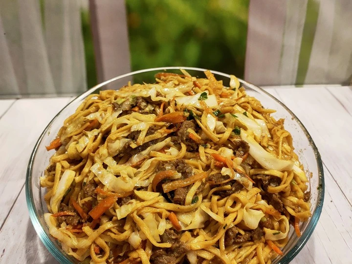 Langkah Gampang Membuat Resep Mie Goreng Jawa dengan sukiyaki beef Anti Ribet, Enak Banget