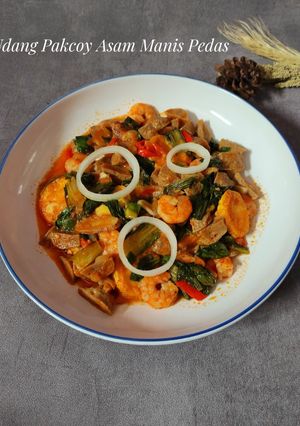 Foto resep Udang Pakcoy Asam Manis Pedas