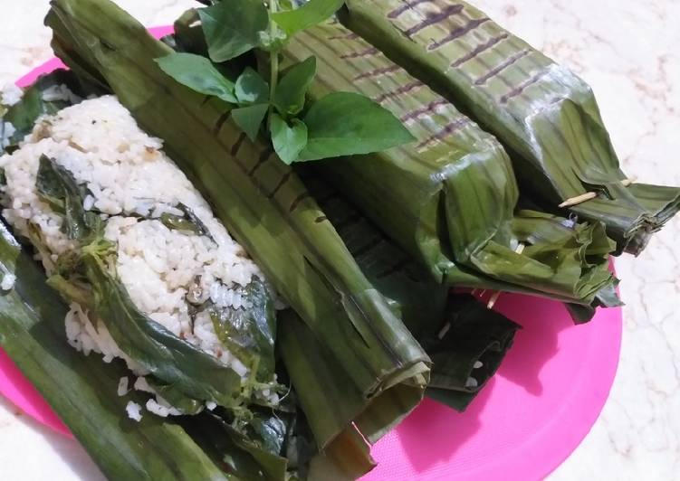 Nasi bakar teri kemangi+step by step