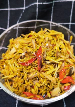 Foto resep Oseng bunga pepaya + teri