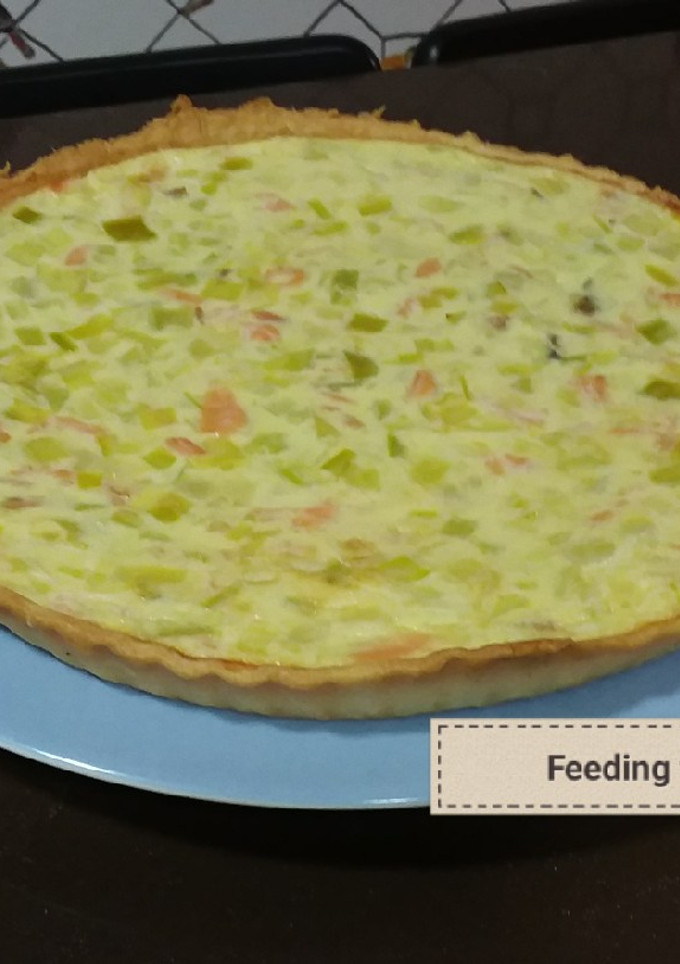 Una foto de Quiche de puerros y salmón