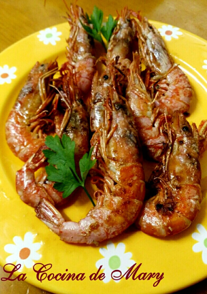 Una foto de Gambones a la plancha