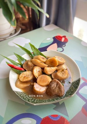 Hình của món Nấm Kho Lá Gừng Chay.