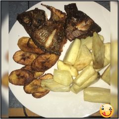 A picture of Fried Yam, Dodo and Grilled Fish.