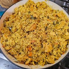 A picture of Coconut Turmeric Chicken and Rice.