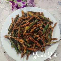 A picture of Kurkuri Bhindi/Crisp Fried Okra.