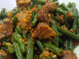 Tumis kacang panjang ampela ayam