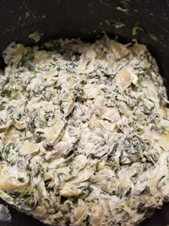 A picture of Kaths Spinach artichoke dip.
