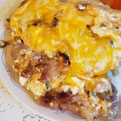 A picture of Brad's bacon jalapeno popper pork chops.