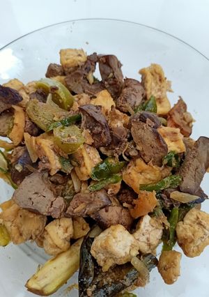 Foto resep Oseng Ati Ayam Tahu Cabe Ijo