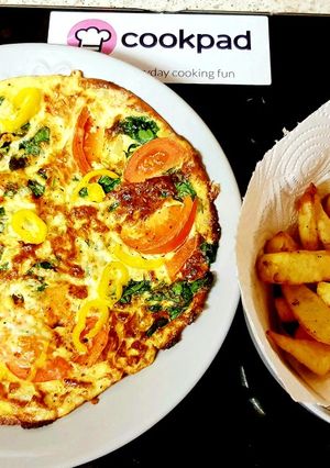 A picture of My Cheese Spinach and Tomato Omelette. 😀.