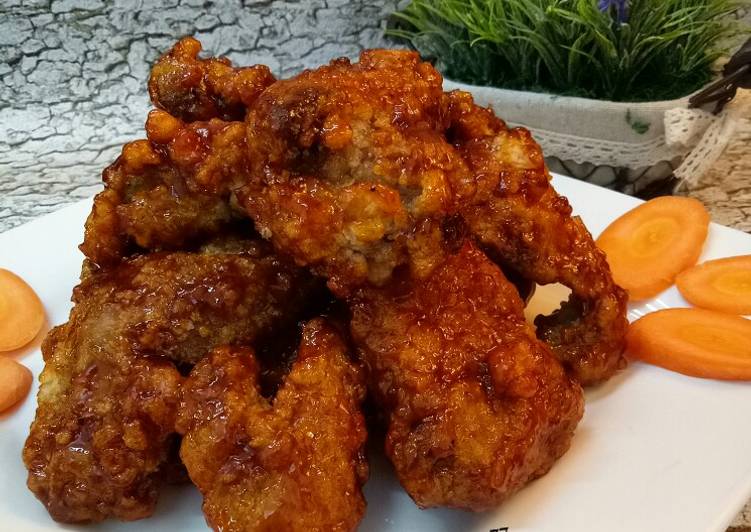 Langkah Mudah untuk Menyiapkan Ayam goreng bumbu ala korea yang Lezat