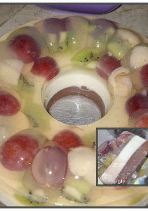 Foto resep Puding coklat lapis vanila dan buah vla melon