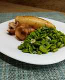 Calamar a la plancha con habas