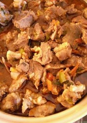 A picture of Wet fry goat meat.