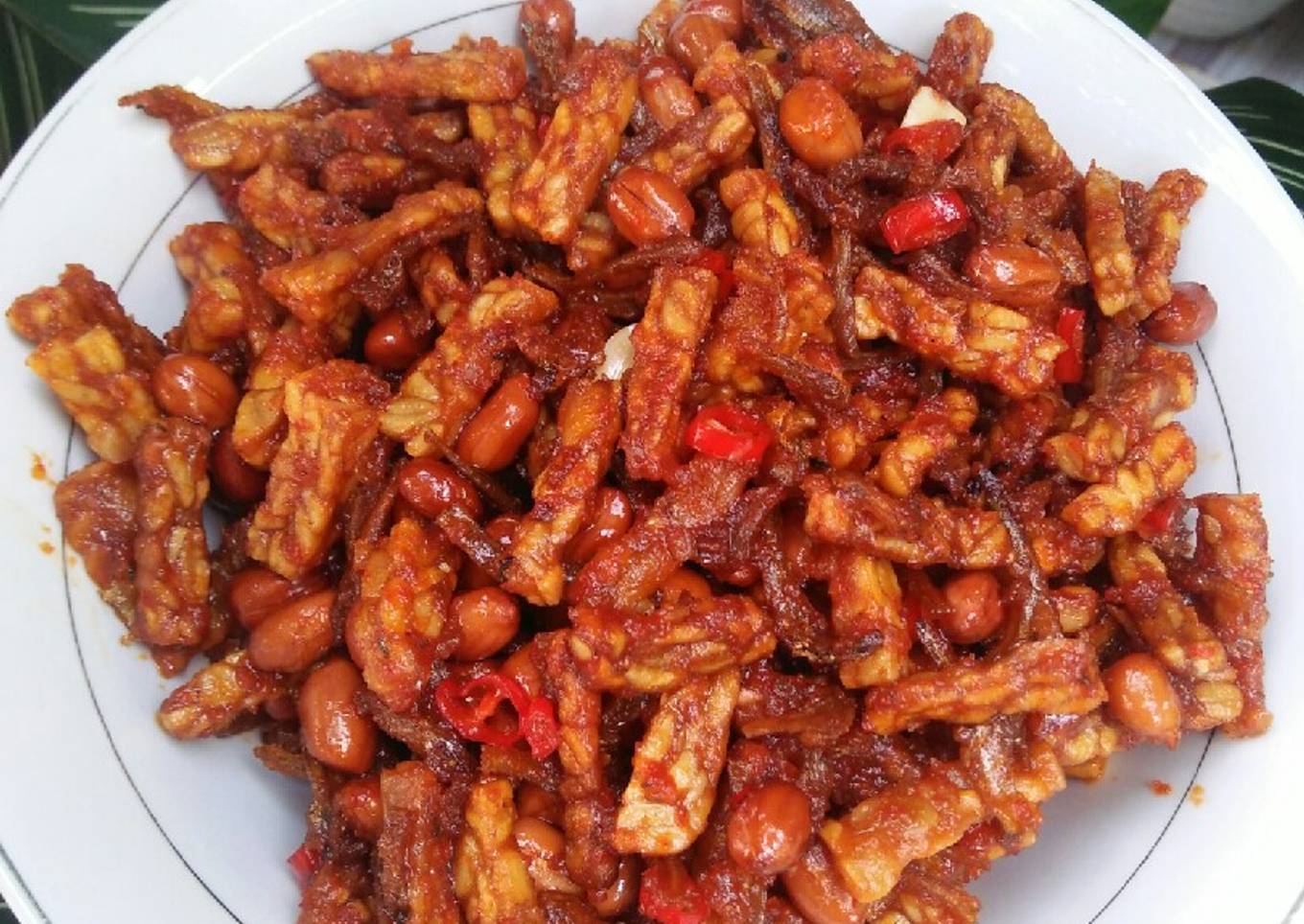 Tempe teri kacang pedas manis