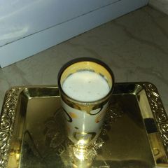 A picture of Banana dates and almond shake.