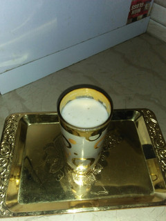 A picture of Banana dates and almond shake.