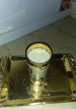 A picture of Banana dates and almond shake.