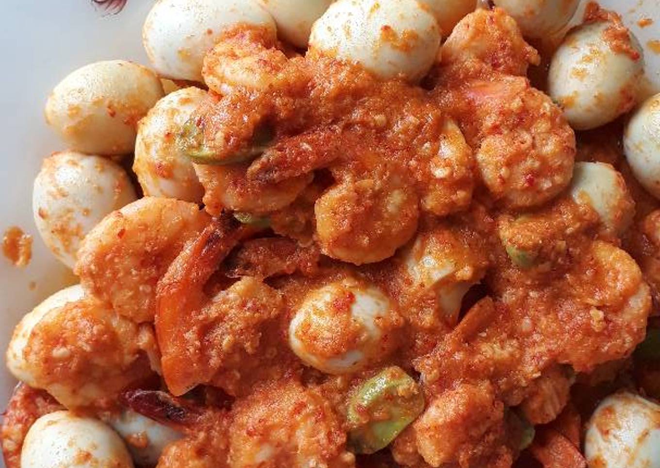 Resep Udang telur puyuh balado petai yang Bikin Ngiler