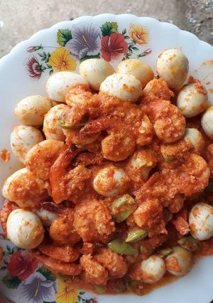 Foto resep Udang telur puyuh balado petai