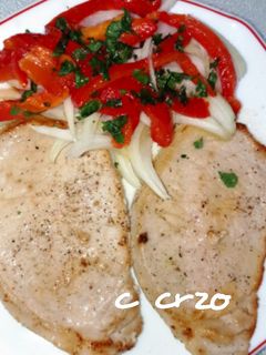Una foto de Lomo de cerdo con pimiento y cebolla